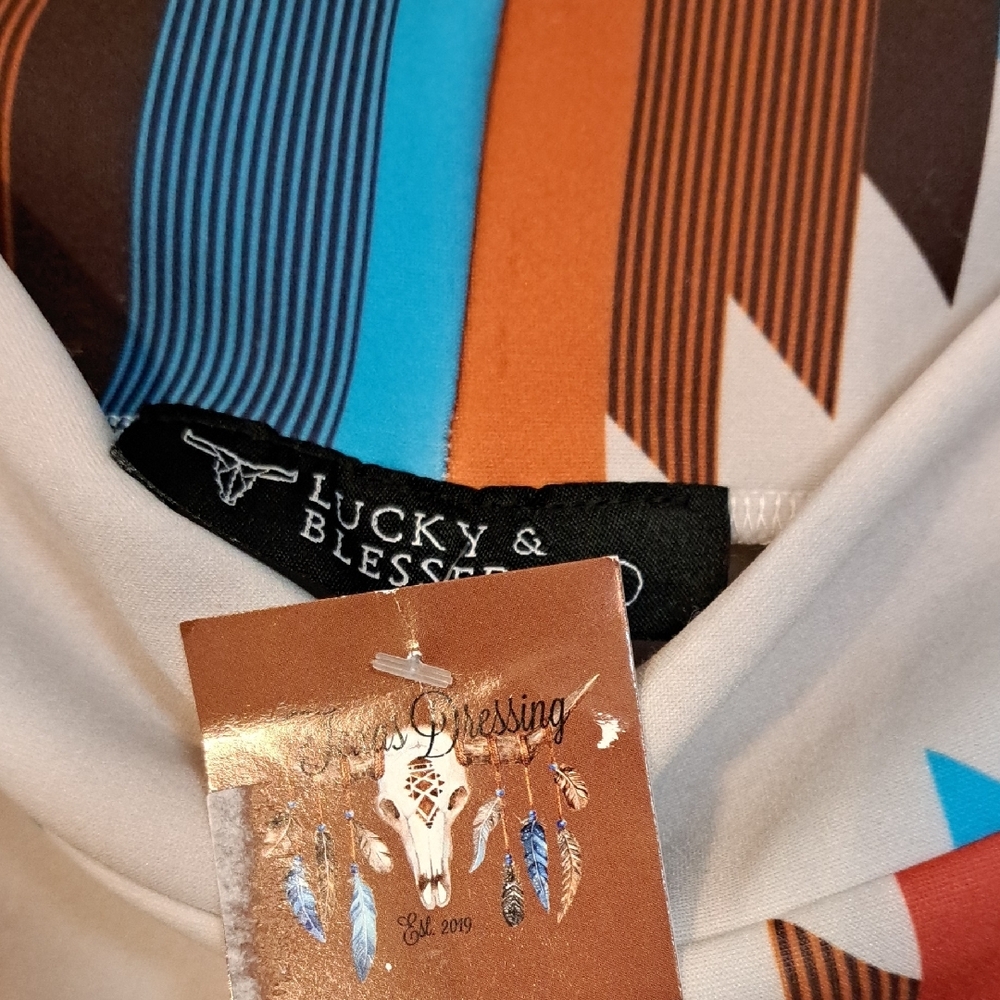 Nwt. Lucky & Blessed Geometric Mini Skirt with Fringe - Picture 2 of 4